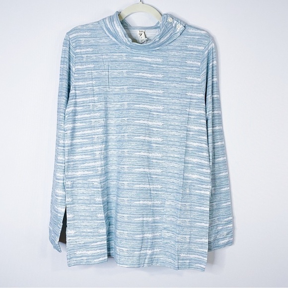 Kate Quinn - Blue Long Sleeve Printed Relaxed Turtleneck Top - Picture 1 of 4